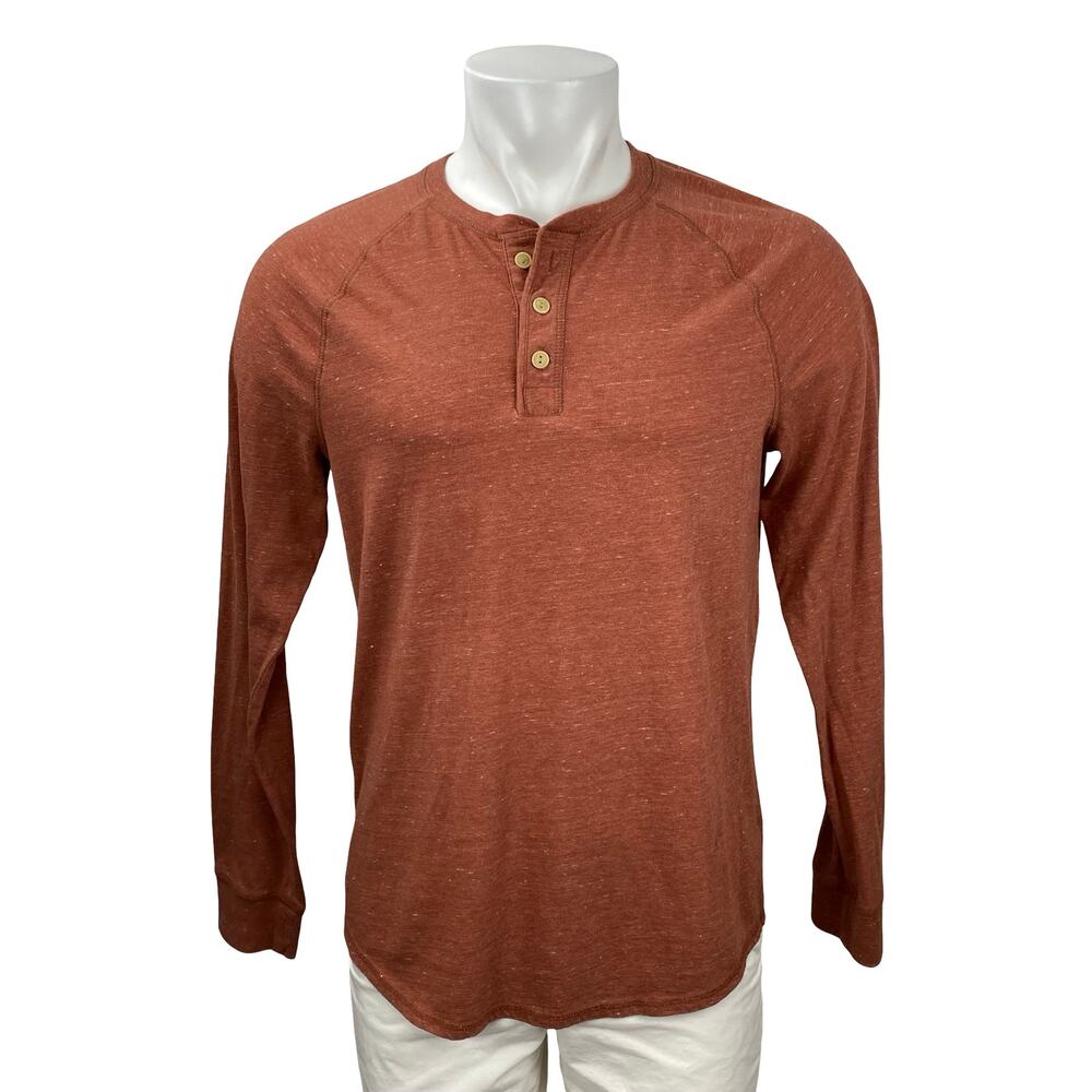 Goodfellow & Co Men's Orange Long Sleeve Casual Henley Basic Tee T-Shirt Top M